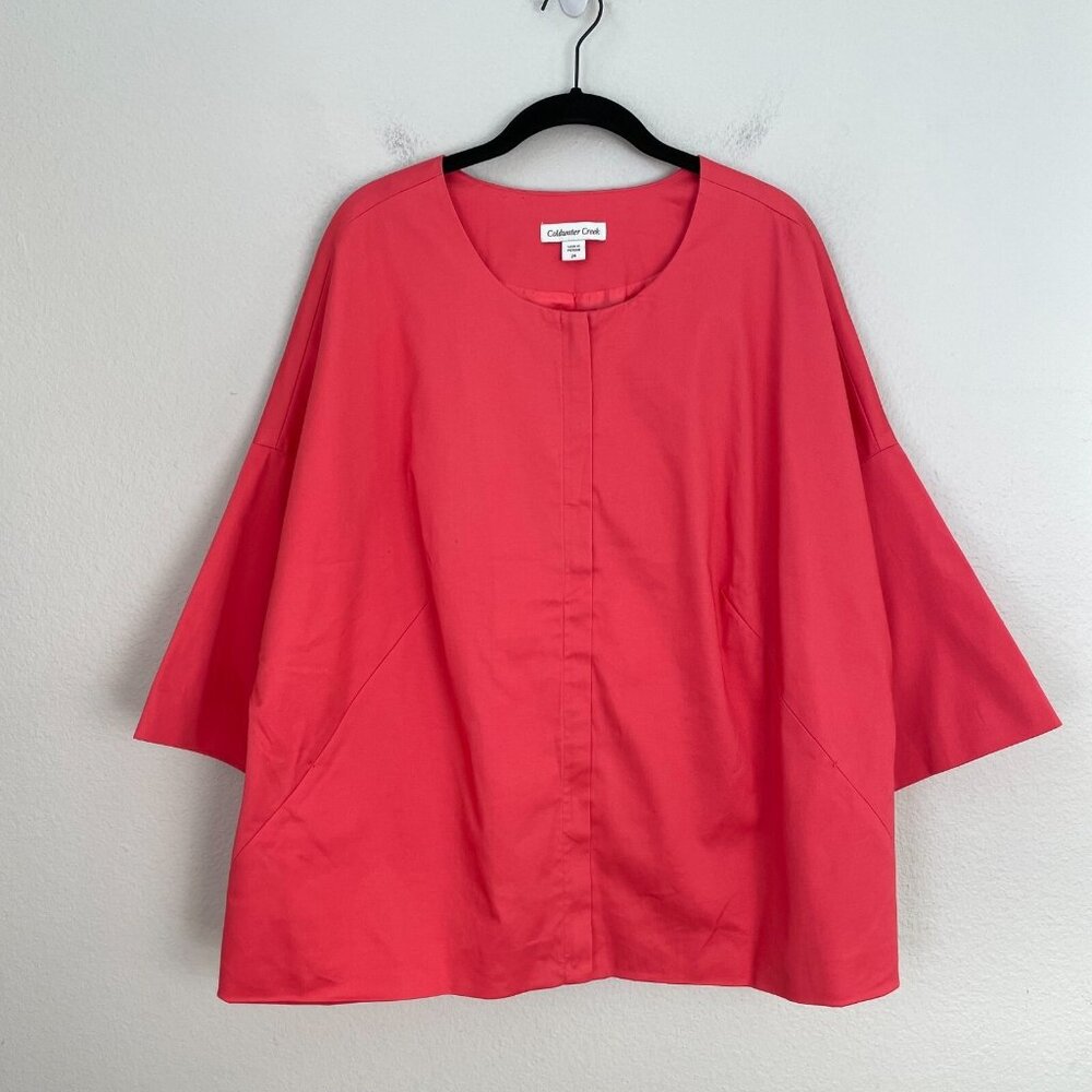 NEW $89 COLDWATER CREEK Womens Plus 24‎ Sateen Zip Front Jacket Coral